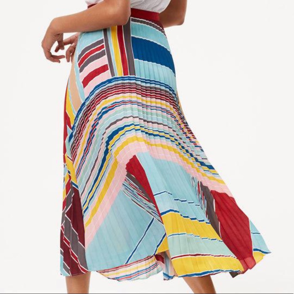 LOFT Colorful Patchwork Midi Skirt - Picture 2 of 6